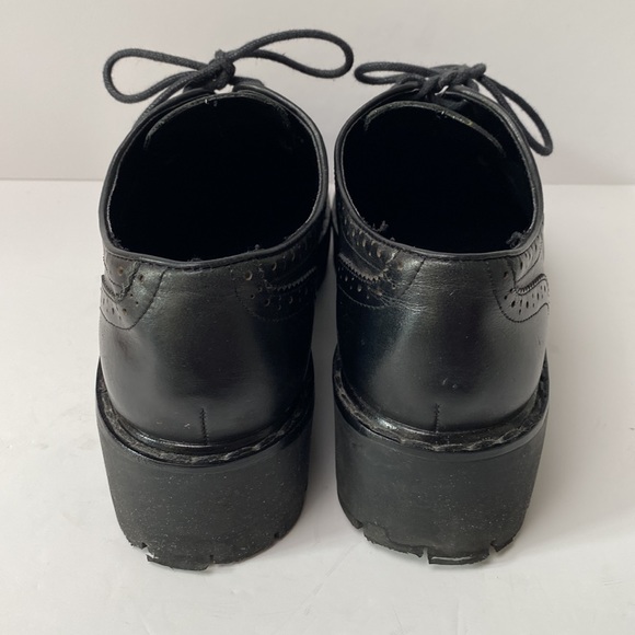 Zara Shoes Women US 6.5 EU 37 Black Brogue Oxford Chunky Lug Sole Platform - Picture 7 of 14